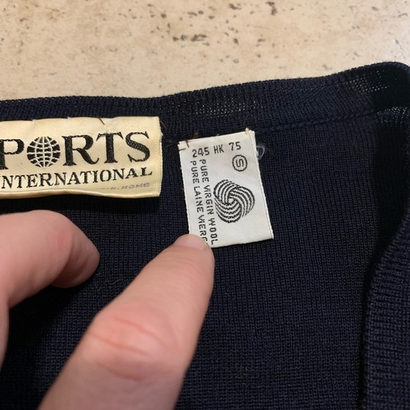 Vintage Ports International Pure Virgin Wool Cardigan S Dark Blue/Black - Picture 5 of 7